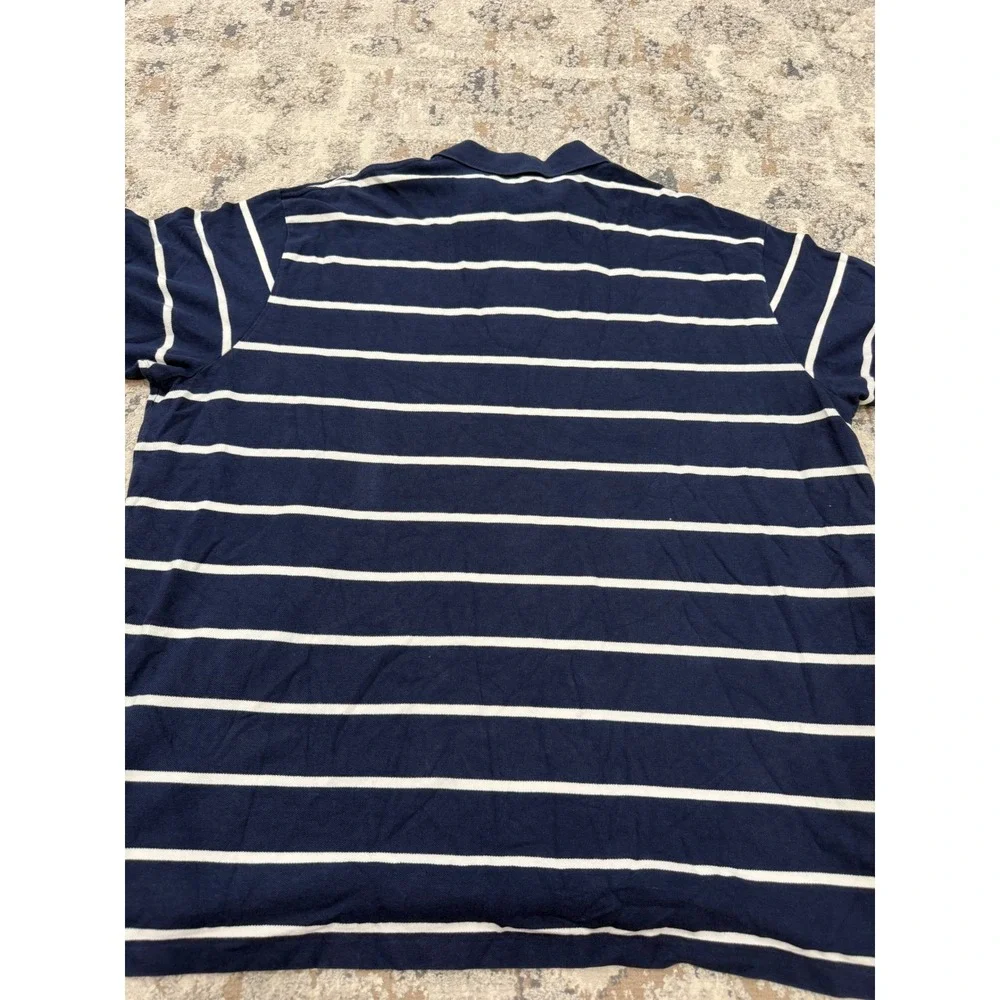 Polo Ralph Lauren Mens 4XB Big Navy Blue White Striped Short Sleeve Polo Shirt